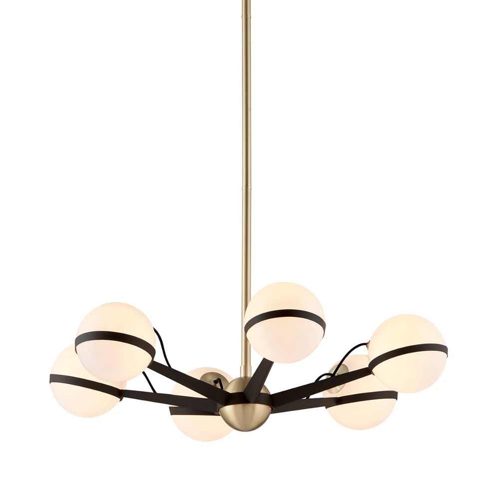 Troy Lighting F5303-TBZ/BBA Ace 6 Light Chandelier Small in Textured Bronze And Brushed Brass