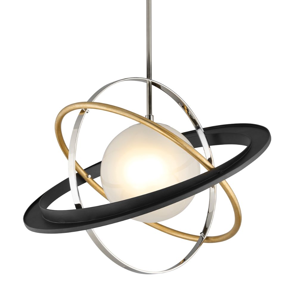 Troy Lighting F5513-SFB/VGL/SS Apogee 1 Light Pendant Large in Bronze W/ Gold Leaf And Polished Stainless