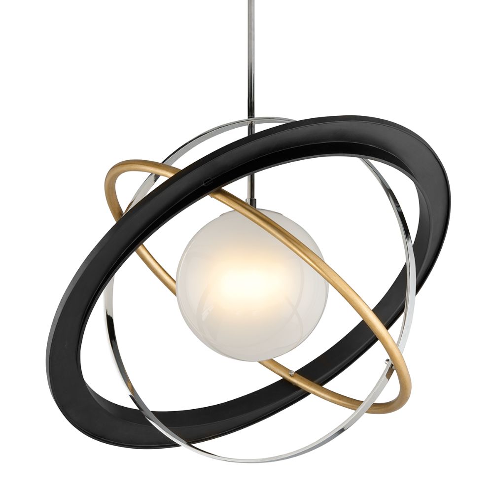 Troy Lighting F5514 Apogee 1 Light Pendant Extra Large in Bronze W/ Gold Leaf And Polished Stainless