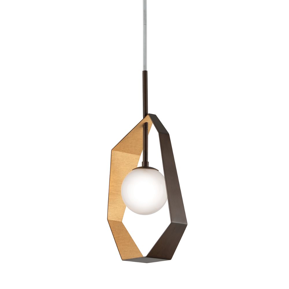 Troy Lighting F5523-BRZ/GL/SS Origami Pendant in Bronze With Gold Leaf