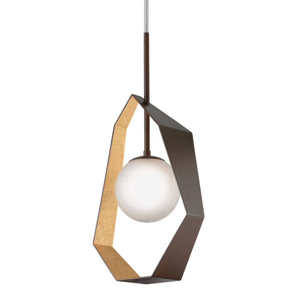 Troy Lighting F5524-BRZ/GL/SS Origami Pendant in Bronze With Gold Leaf