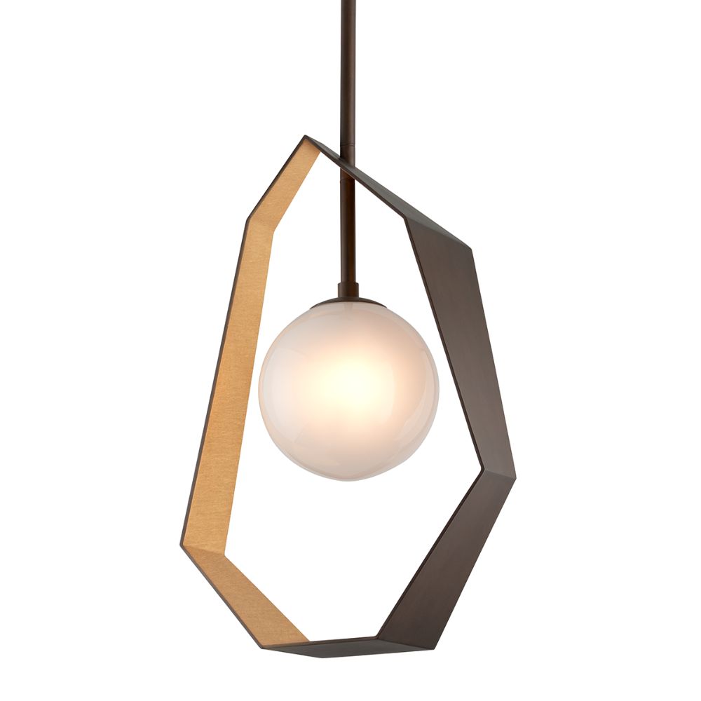 Troy Lighting F5525-BRZ/GL/SS Origami 1 Light Pendant Large in Bronze With Gold Leaf