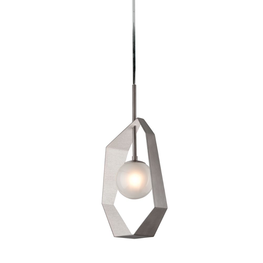 Troy Lighting F5533-GRA/SL/SS Origami Pendant in Graphite With Silver Leaf