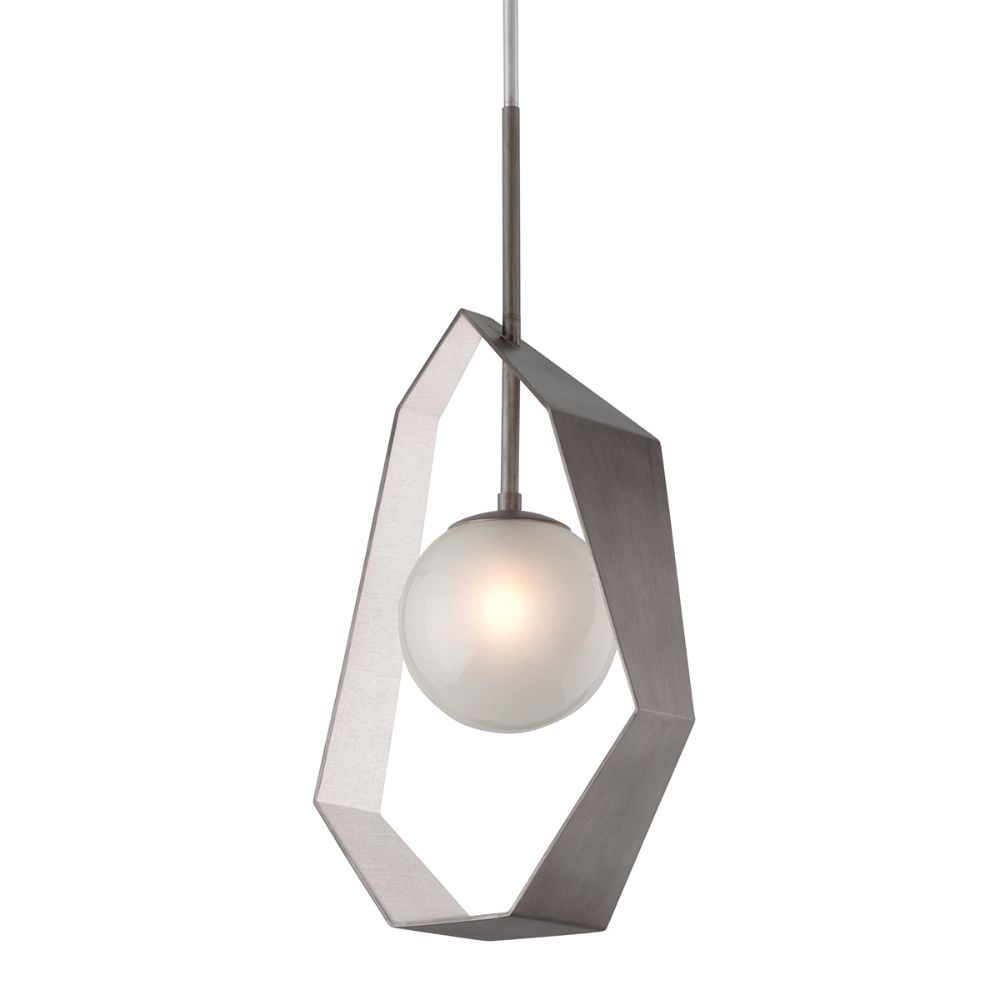 Troy Lighting F5534 Origami 1 Light Pendant Medium in Graphite With Silver Leaf