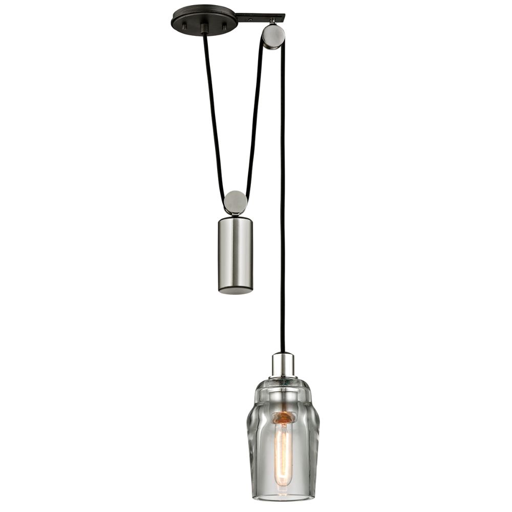 Troy Lighting F5992 Citizen 1 Light Pendant Mini Pulley in Graphite And Polished Nickel