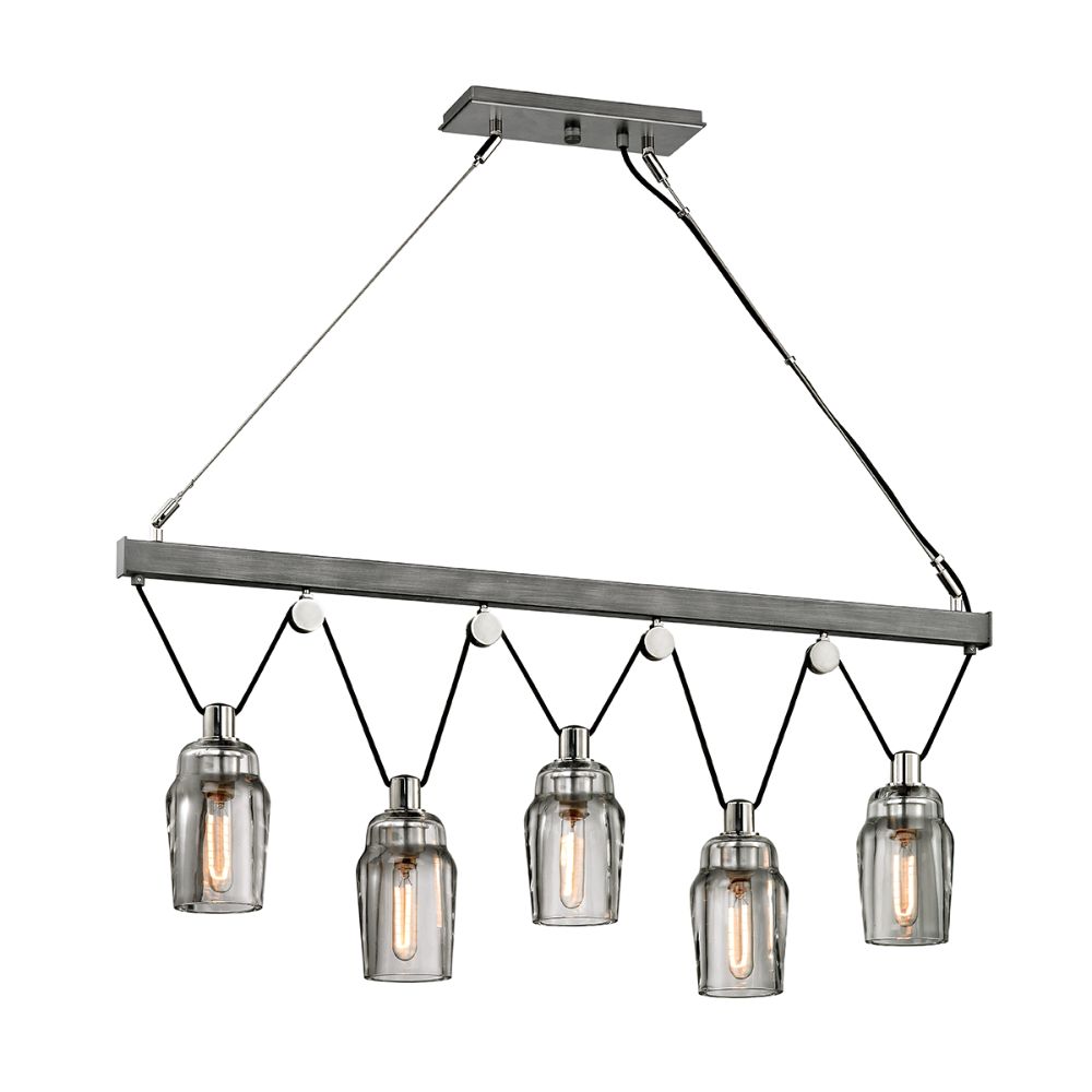 Troy Lighting F5995 Citizen 5 Light Island in Graphite And Polished Nickel