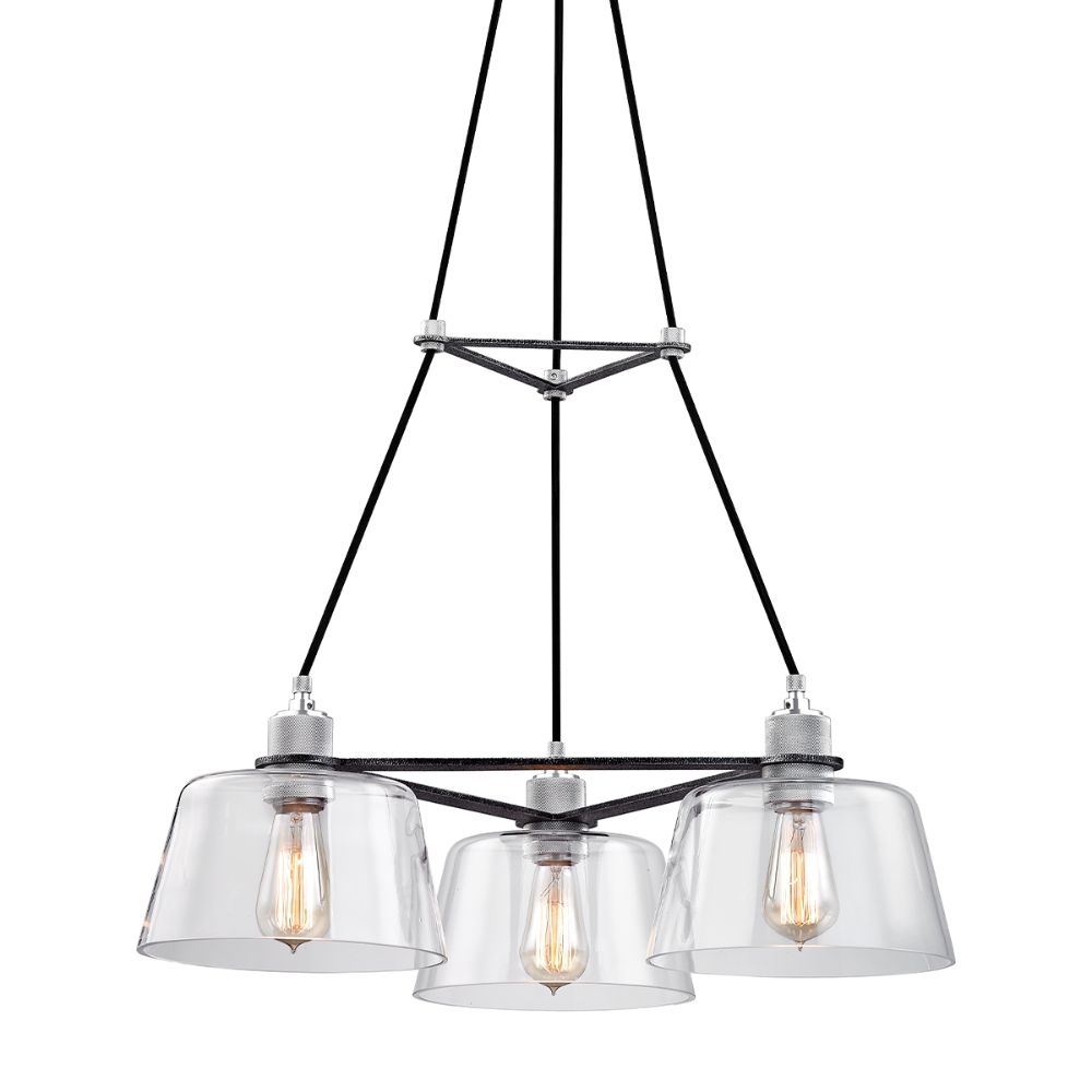 Troy Lighting F6153 Audiophile 3 Light Chandelier in Old Silver And Polished Aluminum