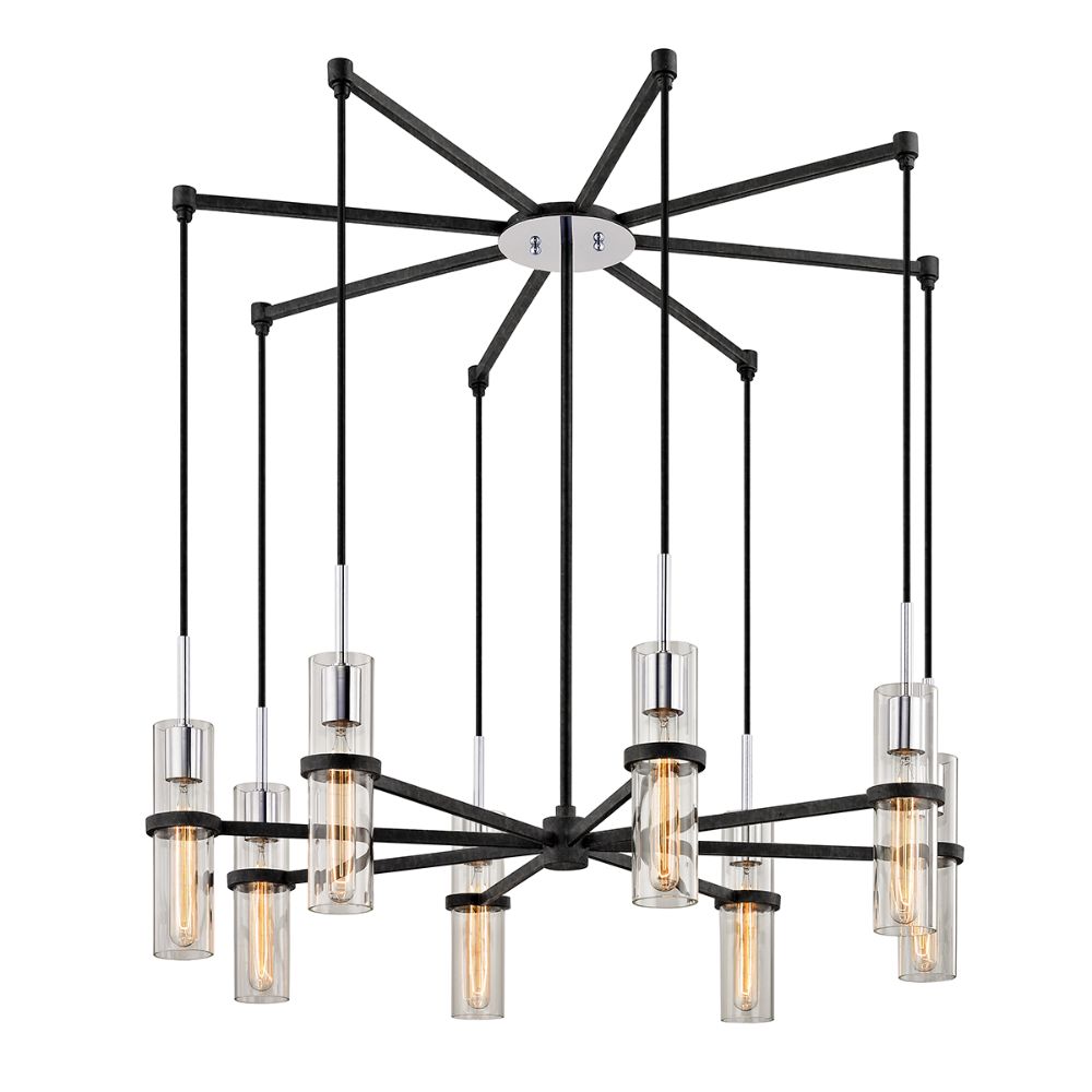 Troy Lighting F6198-TRN/PC Xavier Chandelier in Textured Iron/polished Chrome