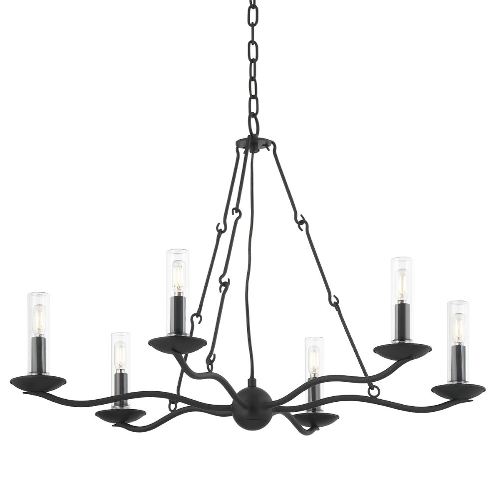 Troy Lighting F6307-FOR Sawyer 6 Light Exterior Chandelier In Forged Iron