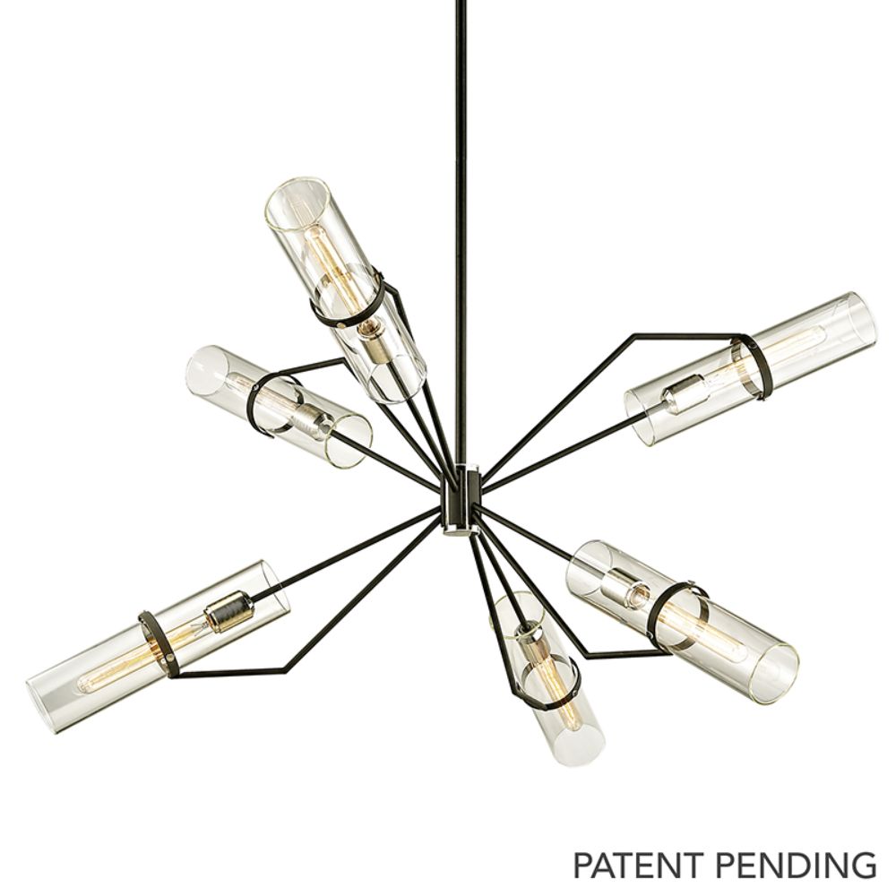 Troy Lighting F6328-TBK/PN Raef 6 Light Chandelier in Textured Black And Polished Nickel