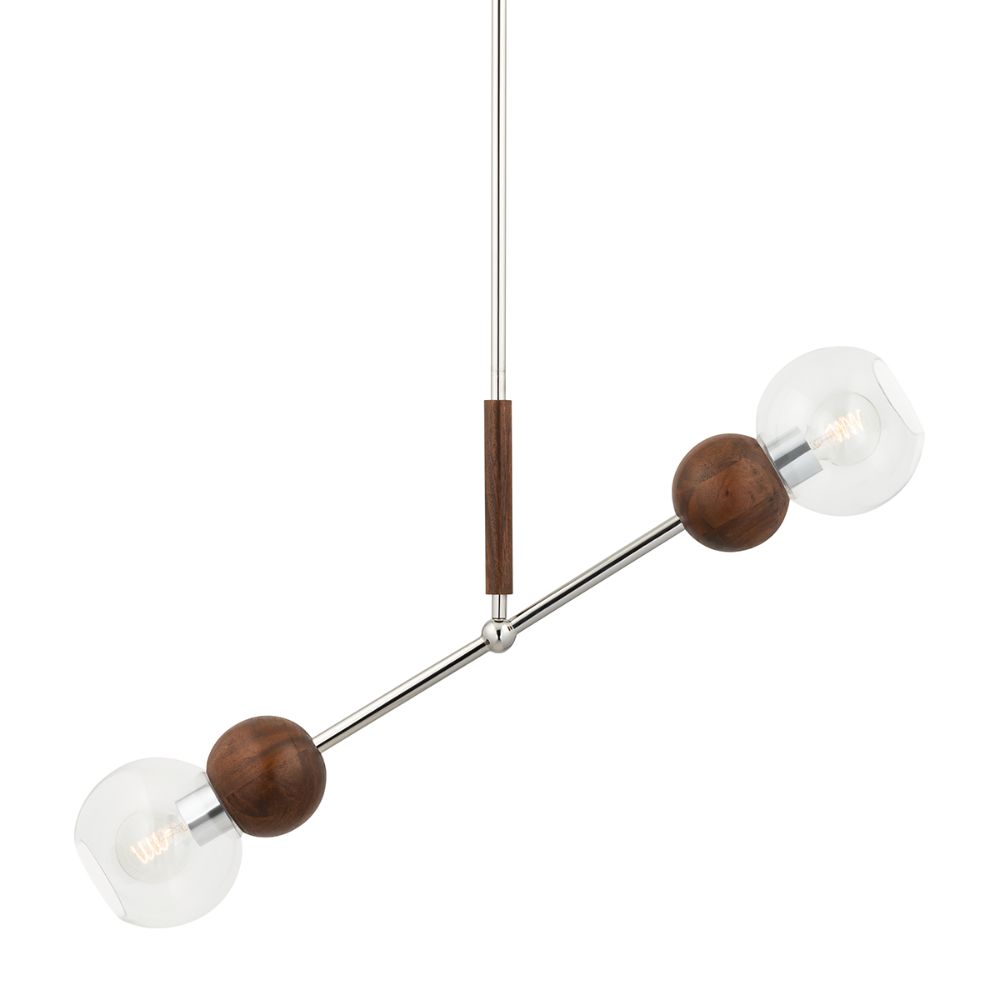 Troy Lighting F7677 Arlo 2lt Linear in Polished Ss And Natural Acacia