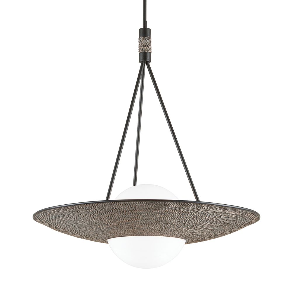 Troy Lighting F7821-L-TBK 1 Light Large Pendant in Textured Black/grey Rope