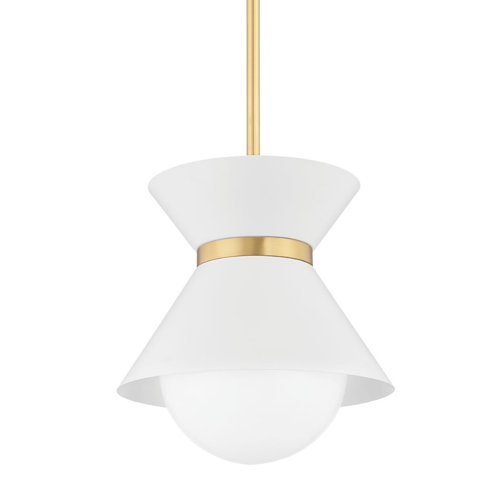 Troy Lighting F8620-swh/pbr 1 Light Large Pendant In Soft White/patina Brass