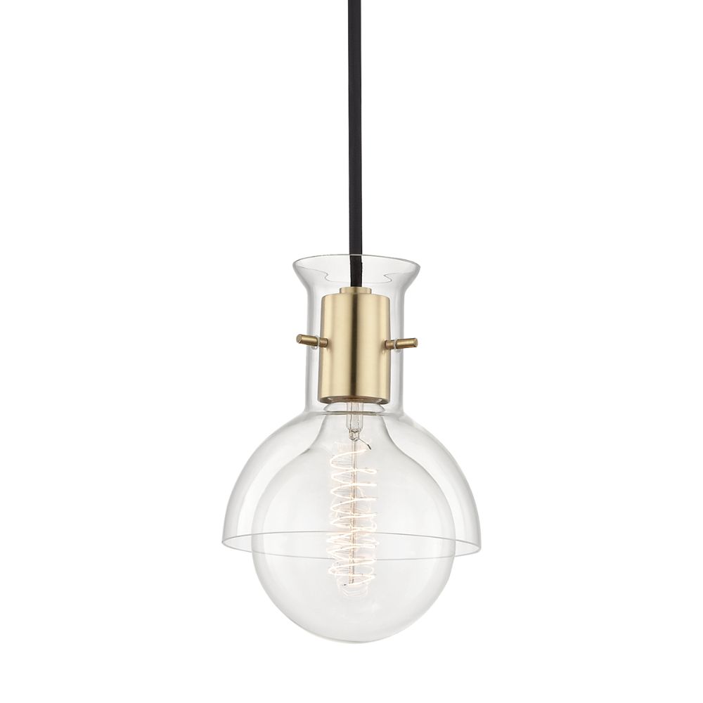 Mitzi by Hudson Valley Lighting H111701G-AGB RILEY 1 Light Pendant With Glass