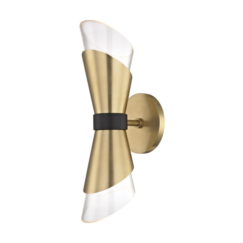 Mitzi by Hudson Valley Lighting H130102-AGB/BK ANGIE 2 Light Wall Sconce