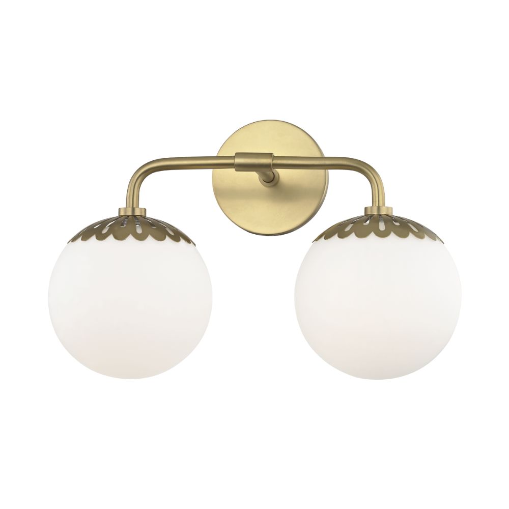Mitzi by Hudson Valley H193302-AGB Paige 2 Light Bath Bracket in Aged Brass