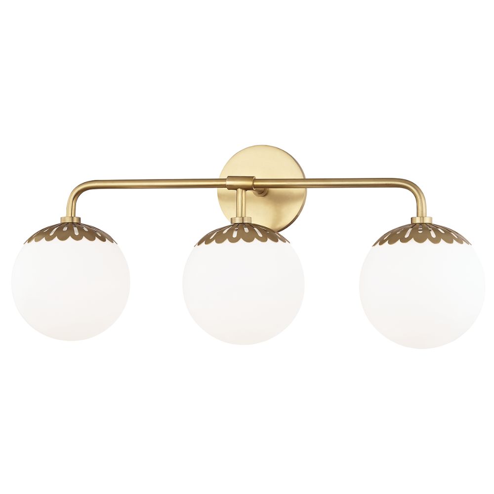 Mitzi by Hudson Valley H193303-AGB Paige 3 Light Bath Bracket in Aged Brass