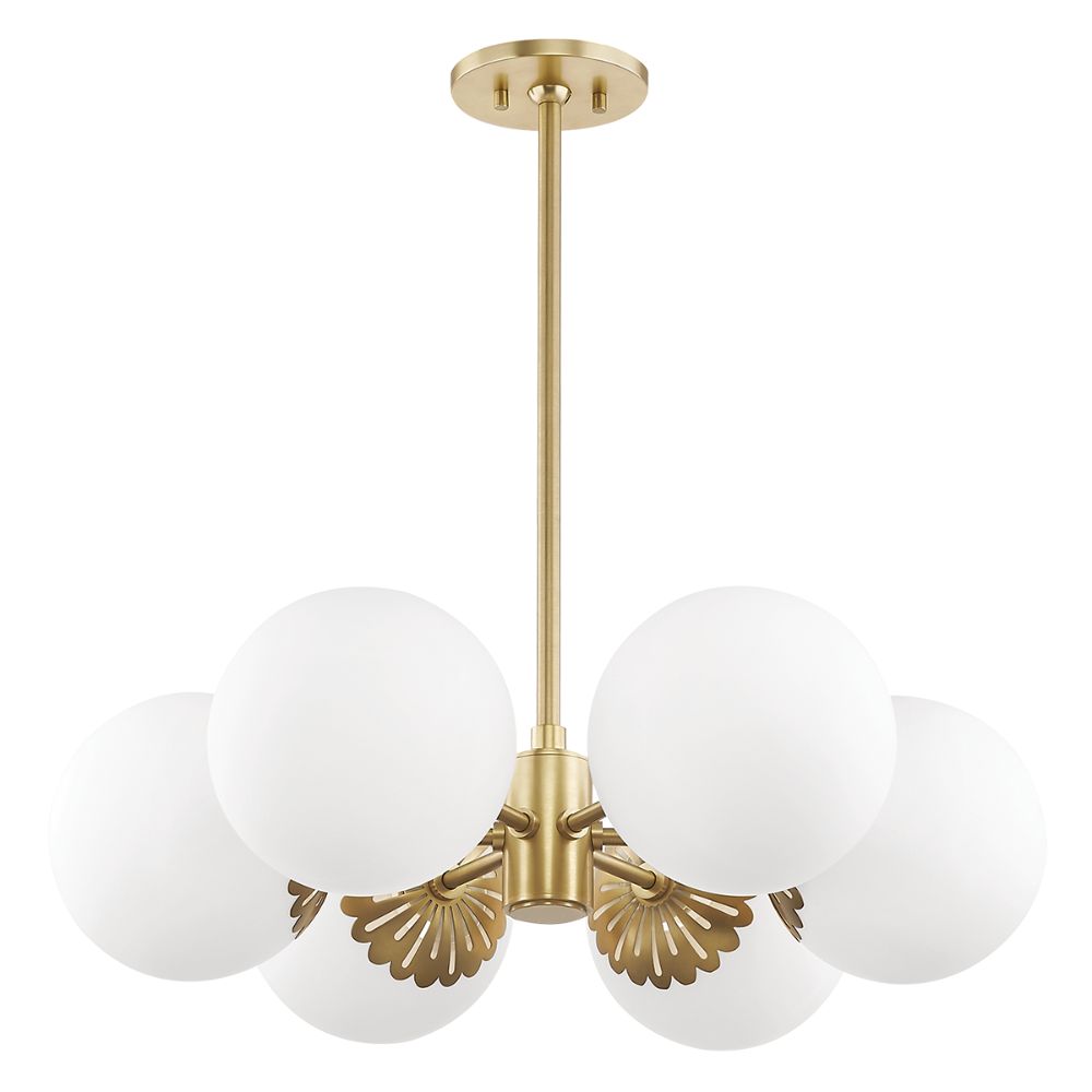 Mitzi by Hudson Valley H193806-AGB Paige 6 Light Chandelier in Aged Brass