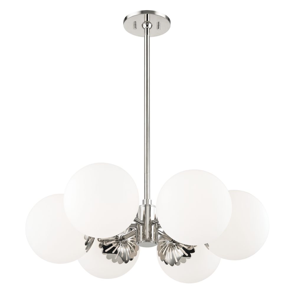 Mitzi by Hudson Valley H193806-PN Paige 6 Light Chandelier in Polished Nickel