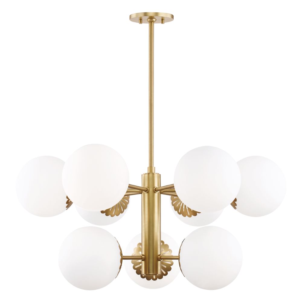 Mitzi by Hudson Valley H193809-AGB Paige 9 Light Chandelier in Aged Brass