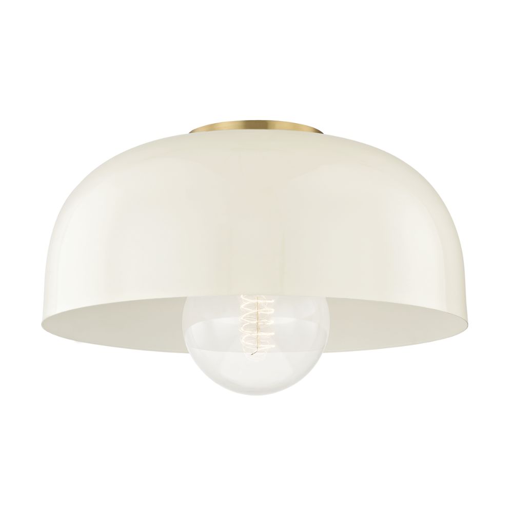 Mitzi by Hudson Valley H199501L-AGB/CR Avery 1 Light Large Semi Flush in Aged Brass/Cream