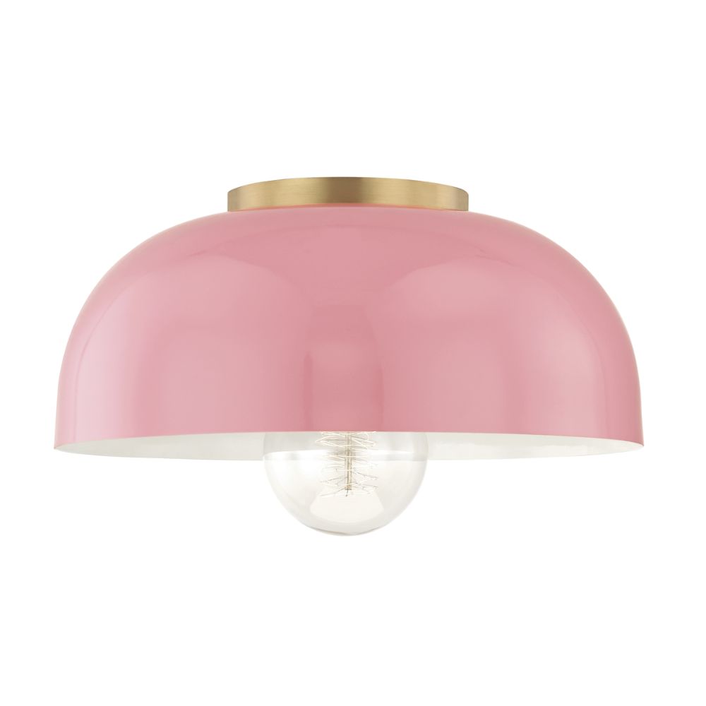 Mitzi by Hudson Valley H199501L-AGB/PK Avery 1 Light Large Semi Flush in Aged Brass/Pink