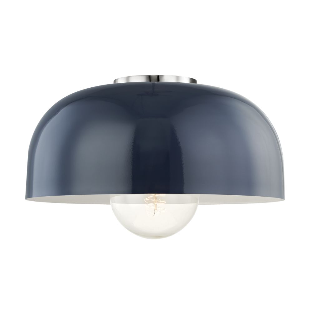 Mitzi by Hudson Valley H199501L-PN/NVY Avery 1 Light Large Semi Flush in Polished Nickel/Navy