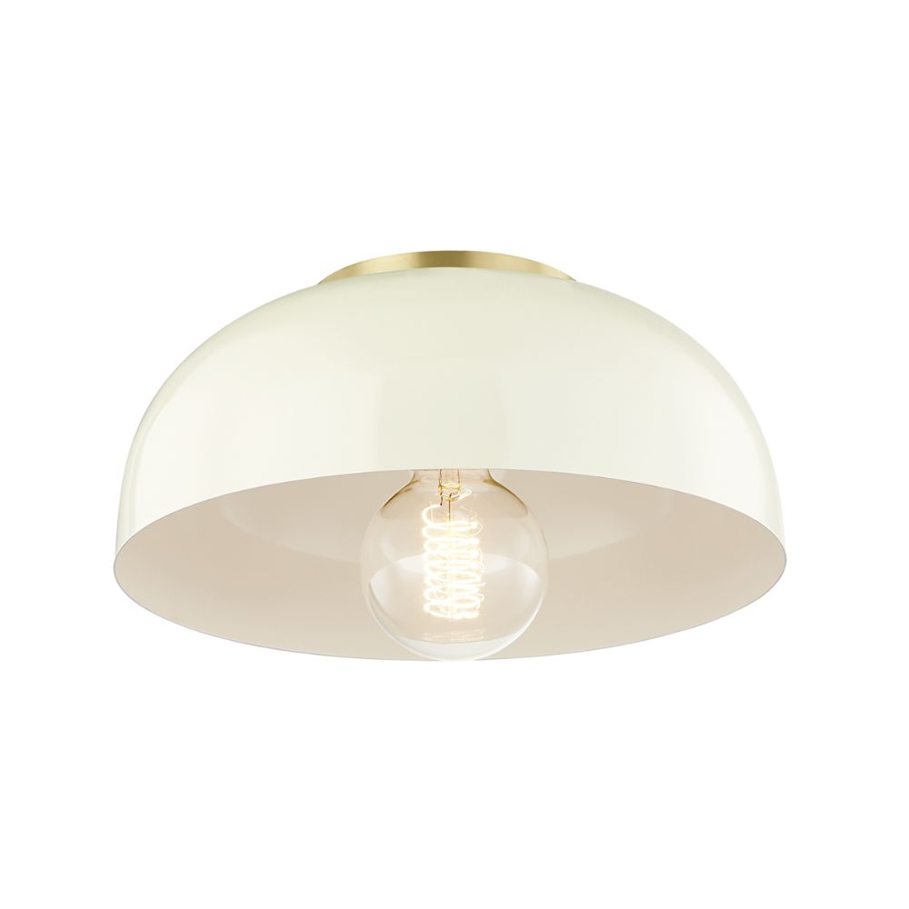 Mitzi by Hudson Valley H199501S-AGB/CR Avery 1 Light Small Semi Flush in Aged Brass/Cream