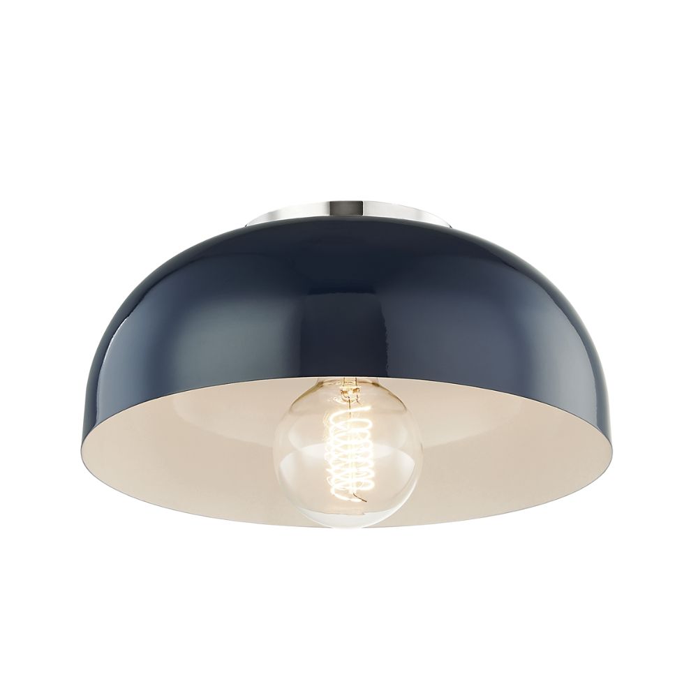 Mitzi by Hudson Valley H199501S-PN/NVY Avery 1 Light Small Semi Flush in Polished Nickel/Navy