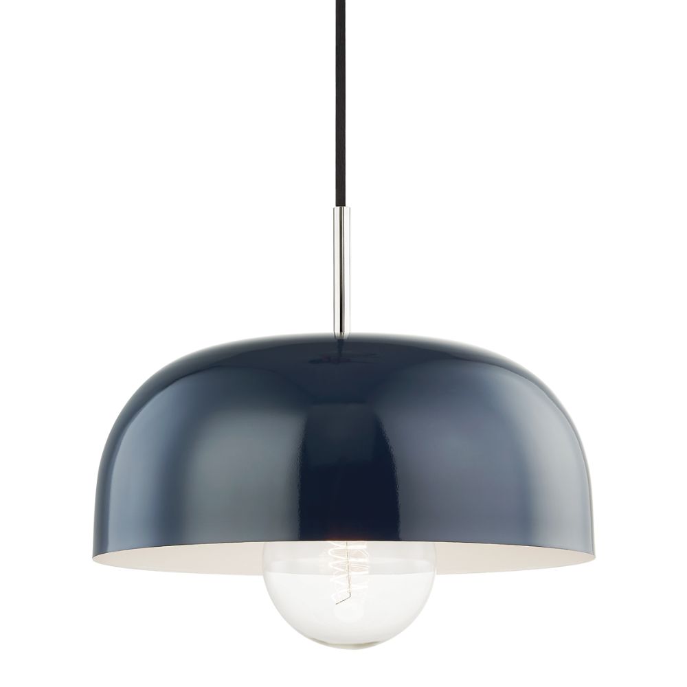 Mitzi by Hudson Valley H199701L-PN/NVY Avery 1 Light Large Pendant in Polished Nickel/Navy