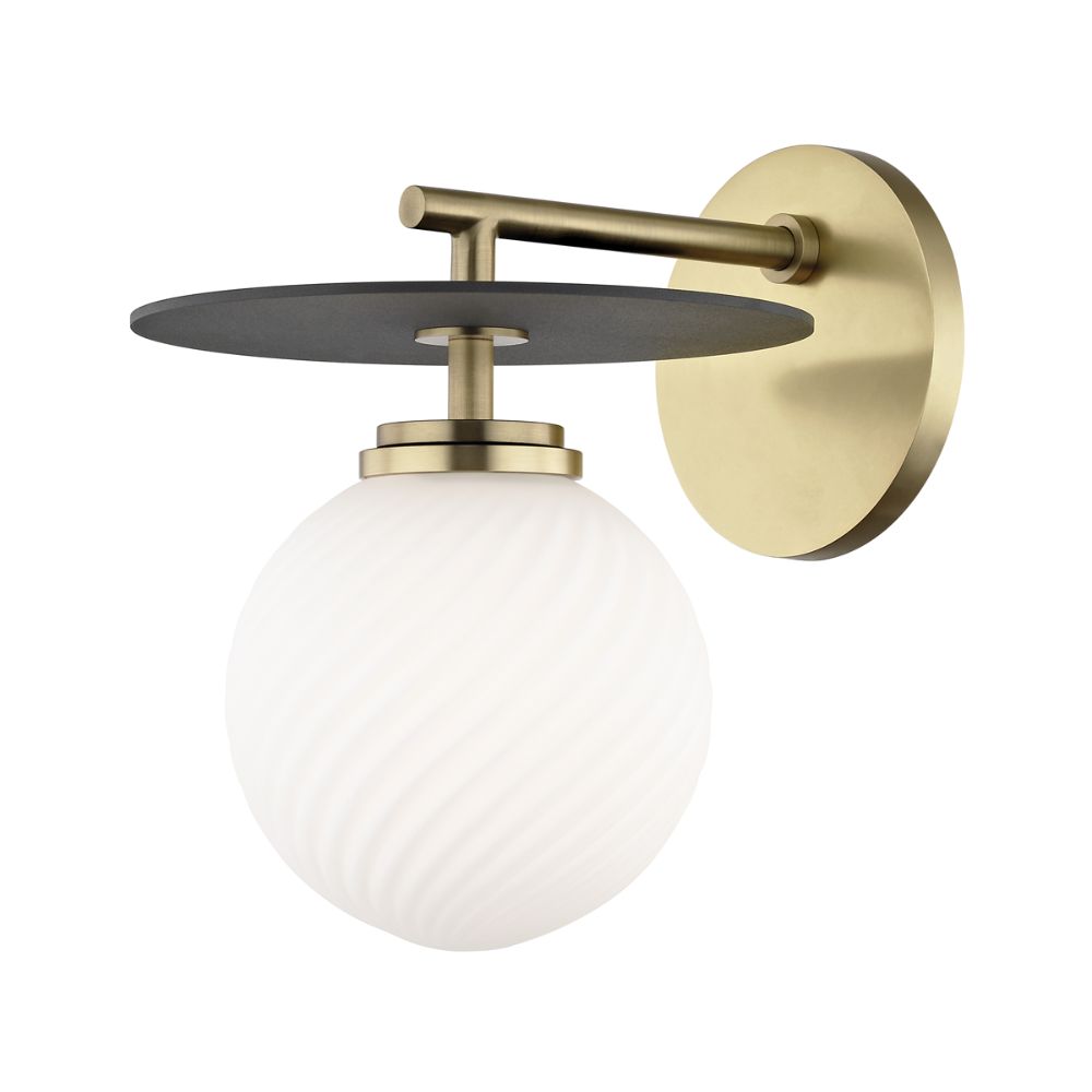Mitzi by Hudson Valley H200101-AGB/BK Ellis 1 Light Wall Sconce in Aged Brass/Black