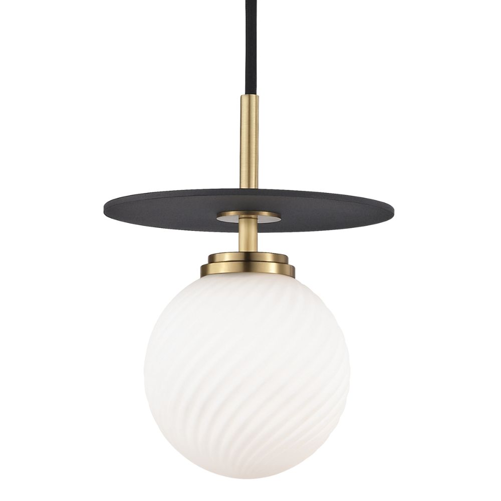 Mitzi by Hudson Valley H200701S-AGB/BK Ellis 1 Light Small Pendant in Aged Brass/Black