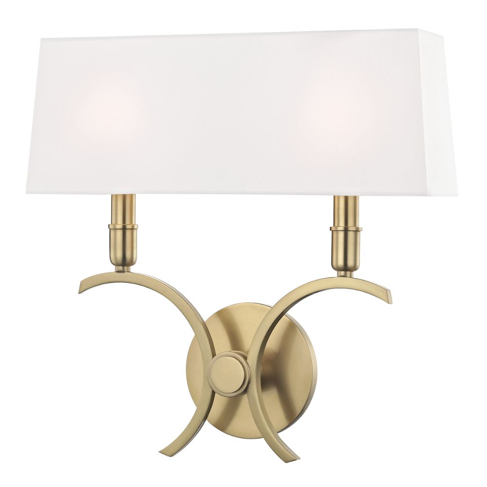 Mitzi by Hudson Valley H212102L-AGB Gwen 2 Light Large Wall Sconce in Aged Brass