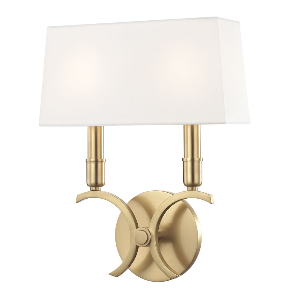 Mitzi by Hudson Valley H212102S-AGB Gwen 2 Light Small Wall Sconce in Aged Brass
