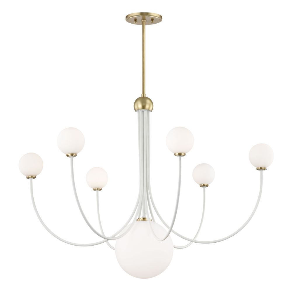 Mitzi by Hudson Valley H234807-AGB/WH Coco 7 Light Chandelier in Aged Brass/White