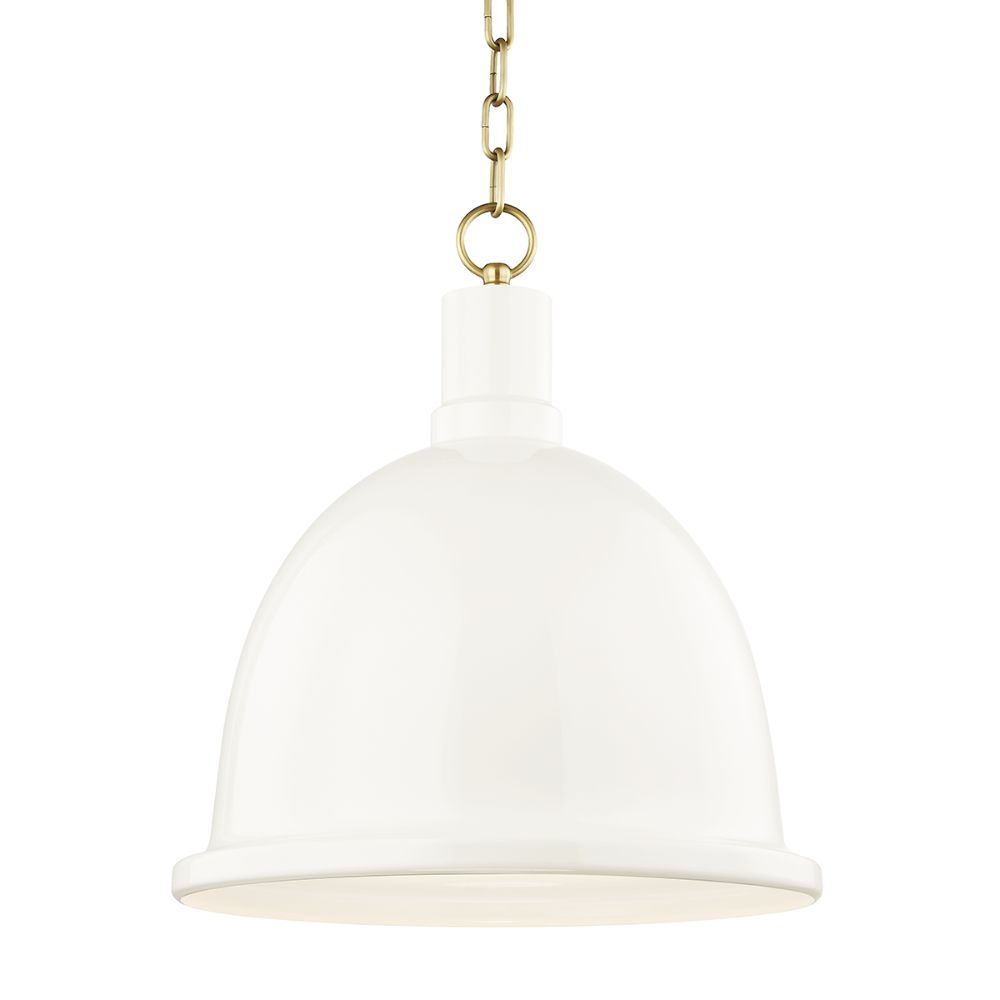 Mitzi by Hudson Valley H238701L-AGB/CR Blair 1 Light Large Pendant in Aged Brass/Cream