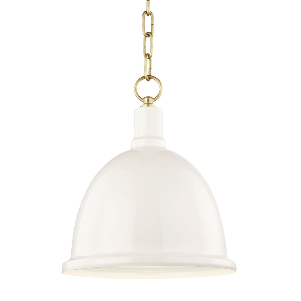 Mitzi by Hudson Valley H238701S-AGB/CR Blair 1 Light Small Pendant in Aged Brass/Cream