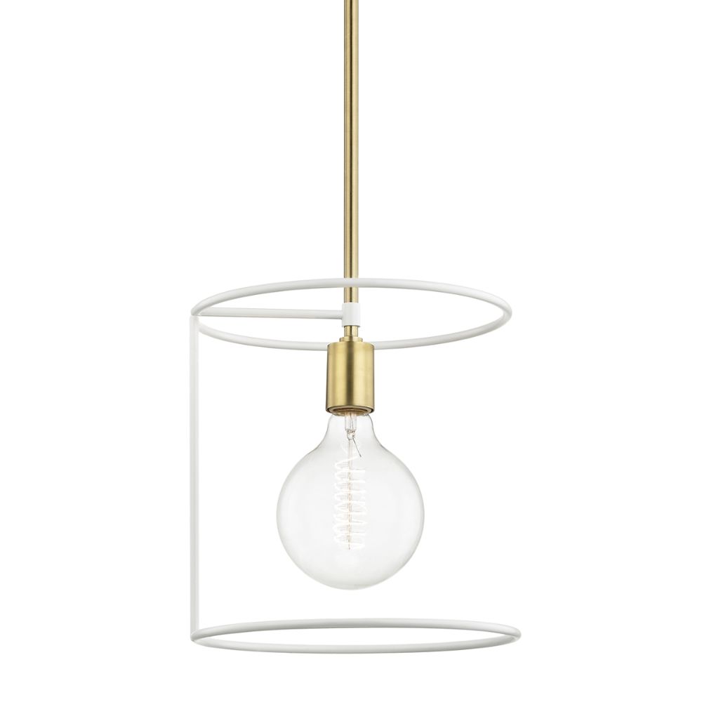 Mitzi by Hudson Valley H246701-AGB/WH Dana 1 Light Pendant in Aged Brass/White