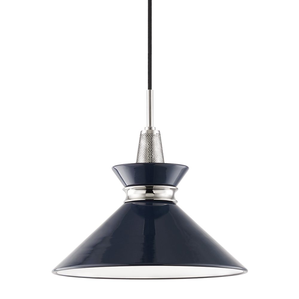 Mitzi by Hudson Valley H251701S-PN/NVY Kiki 1 Light Small Pendant in Polished Nickel/Navy