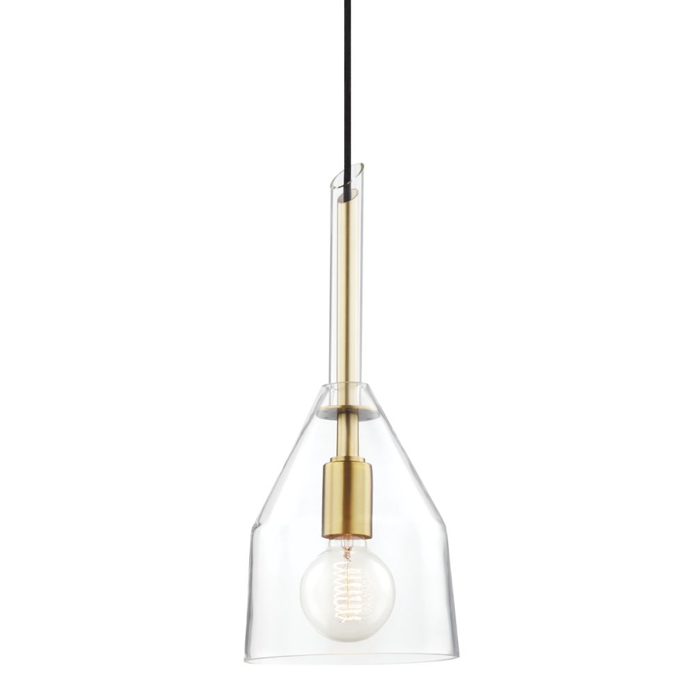 Mitzi by Hudson Valley H252701S-AGB Sloan 1 Light Small Pendant in Aged Brass