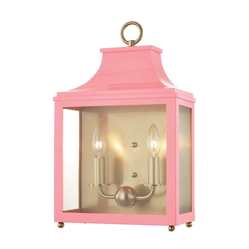 Mitzi by Hudson Valley H259102-AGB/PK Leigh 2 Light Wall Sconce in Aged Brass/Pink