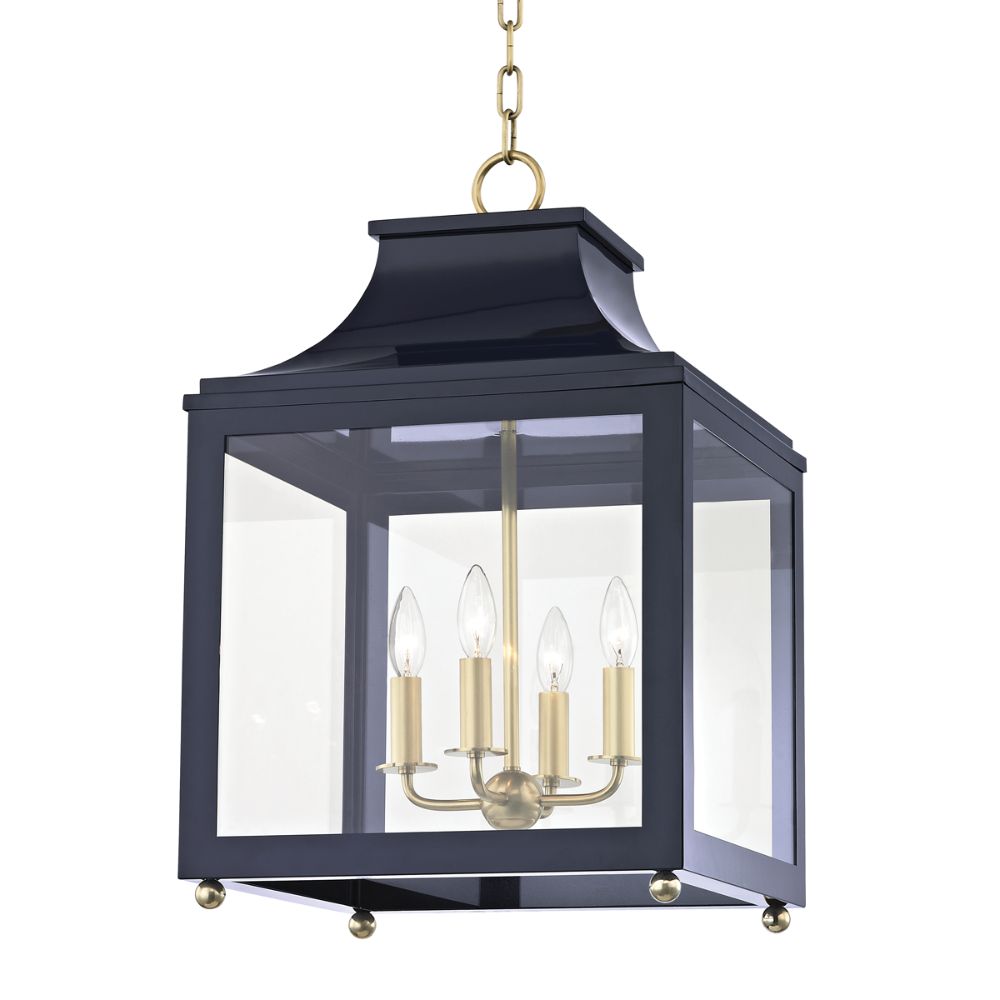 Mitzi by Hudson Valley H259704L-AGB/NVY Leigh 4 Light Large Pendant in Aged Brass/Navy