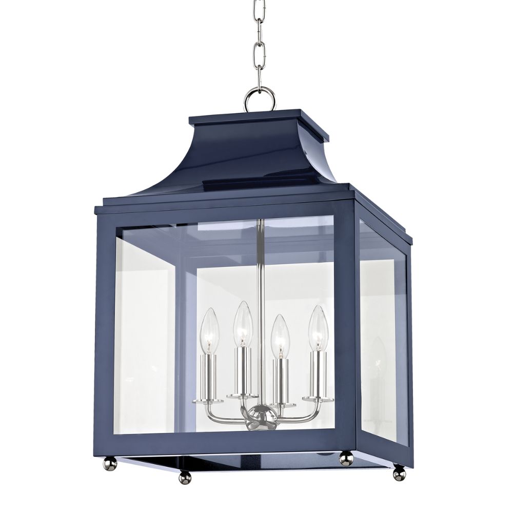 Mitzi by Hudson Valley H259704L-PN/NVY Leigh 4 Light Large Pendant in Polished Nickel/Navy