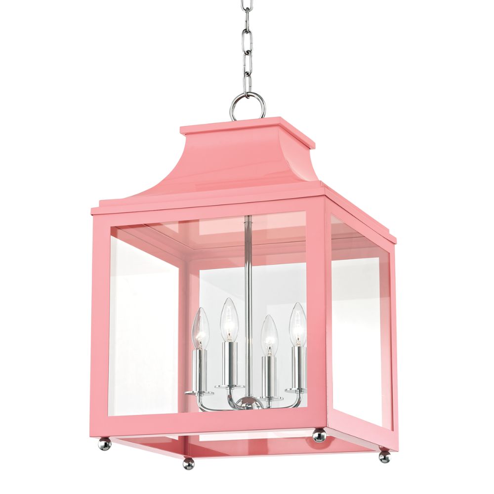 Mitzi by Hudson Valley H259704L-PN/PK Leigh 4 Light Large Pendant in Polished Nickel/Pink