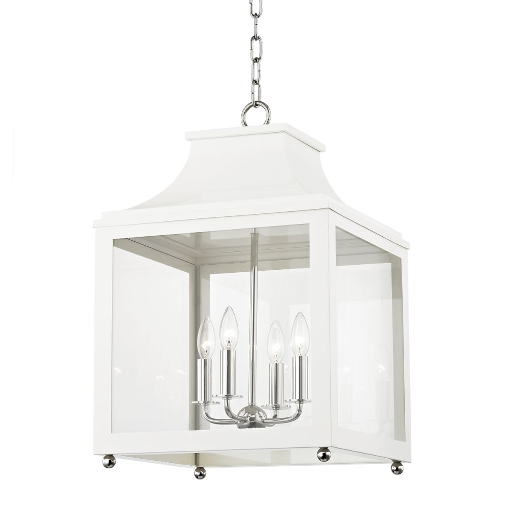 Mitzi by Hudson Valley H259704L-PN/WH Leigh 4 Light Large Pendant in Polished Nickel/White