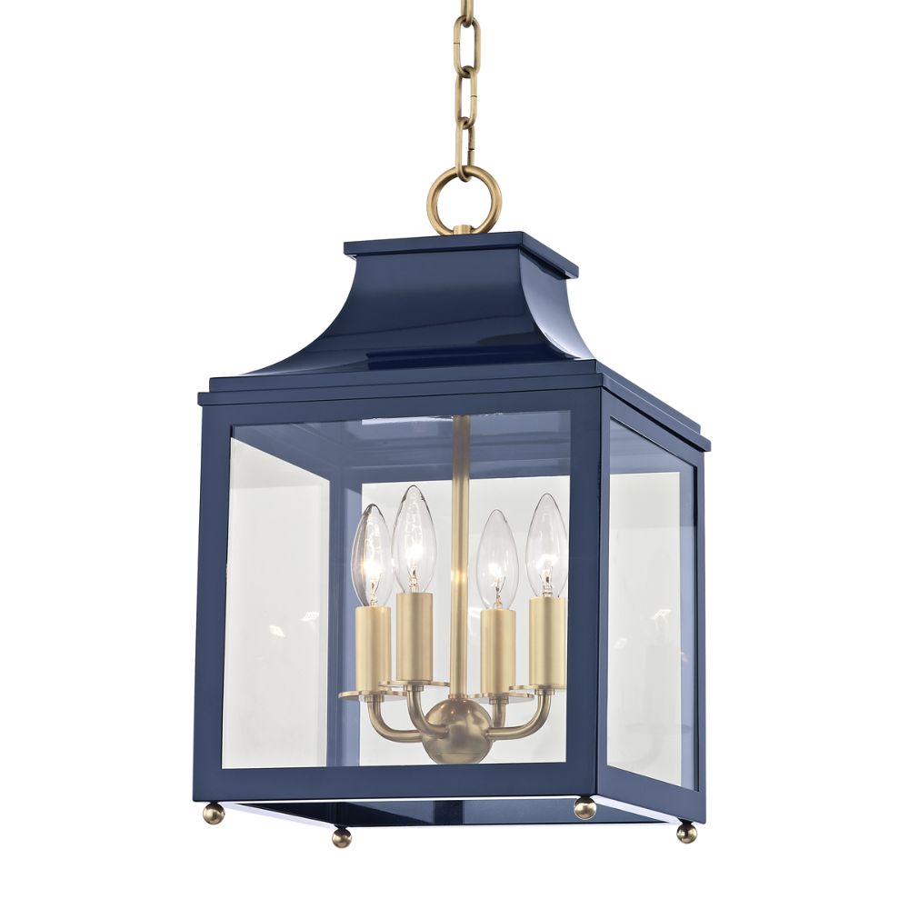 Mitzi by Hudson Valley H259704S-AGB/NVY Leigh 4 Light Small Pendant in Aged Brass/Navy