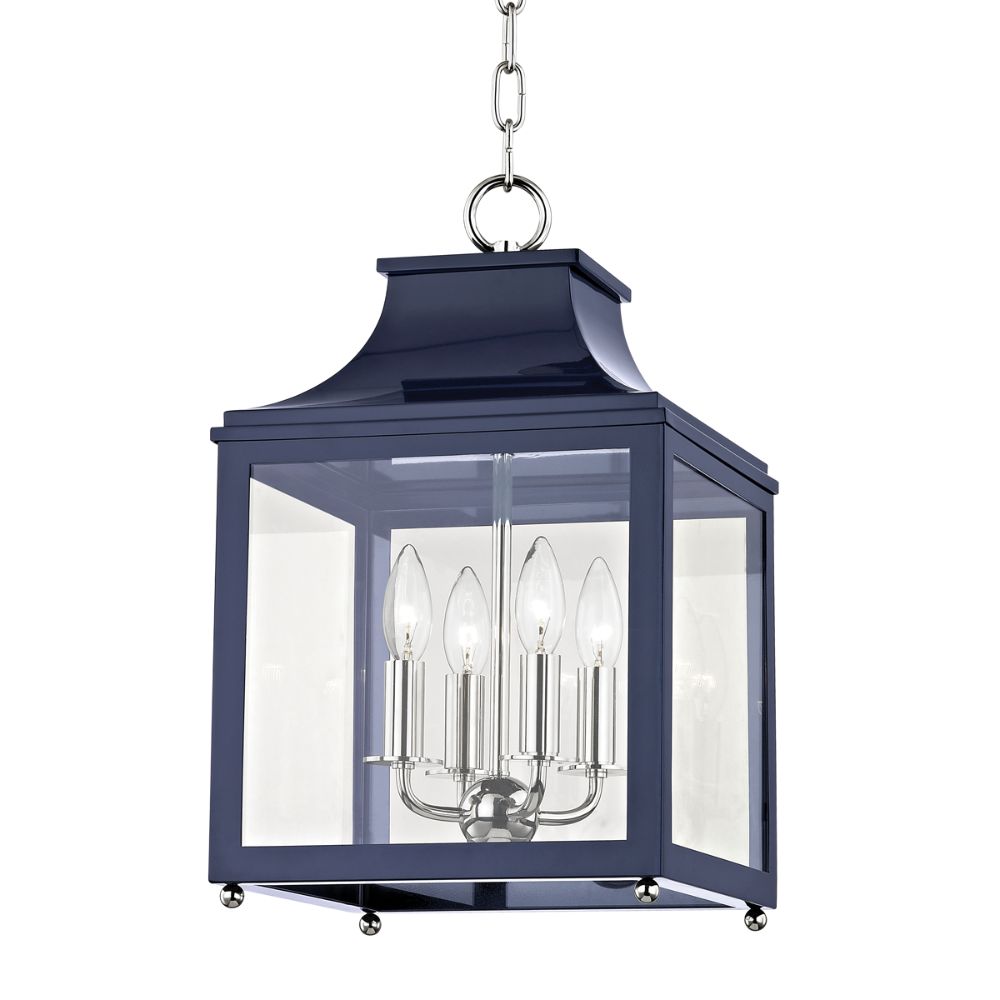 Mitzi by Hudson Valley H259704S-PN/NVY Leigh 4 Light Small Pendant in Polished Nickel/Navy