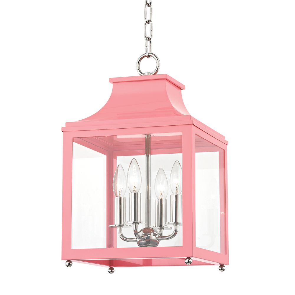 Mitzi by Hudson Valley H259704S-PN/PK Leigh 4 Light Small Pendant in Polished Nickel/Pink