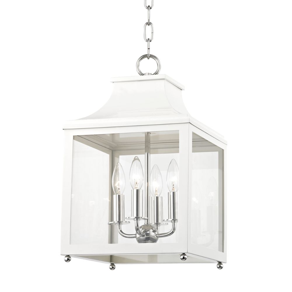 Mitzi by Hudson Valley H259704S-PN/WH Leigh 4 Light Small Pendant in Polished Nickel/White