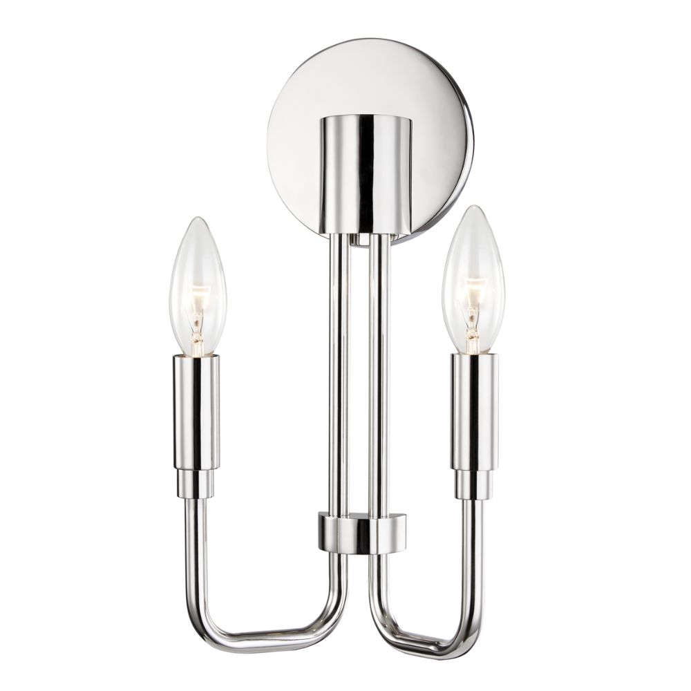 Mitzi by Hudson Valley H261102-PN Brigitte 2 Light Wall Sconce in Polished Nickel